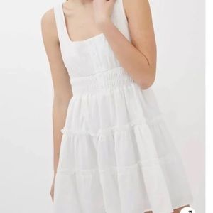 urban outfitters white tiered mini dress